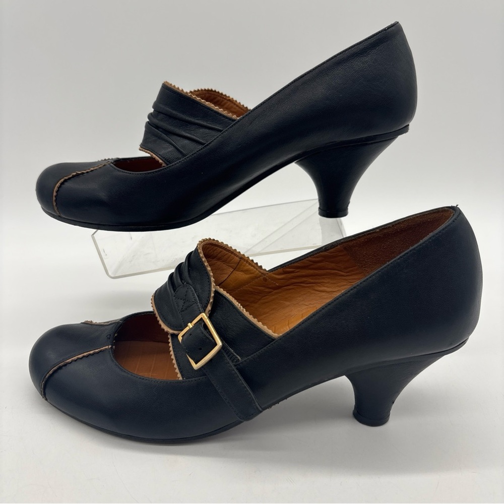 Chie Mihara Retro Black Buckle Leather Pumps Heels Women’s EU 39 US 9 - Picture 2 of 16